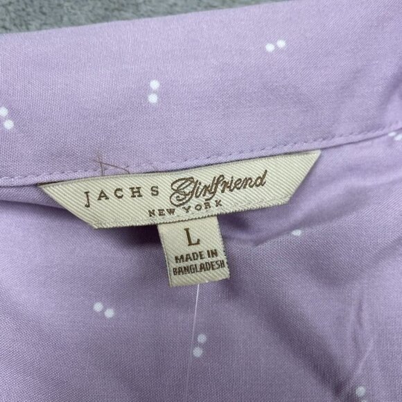 Jachs Girlfriend Lavender Sleeveless Button-Up Shirt L Polka Dot Print a1519 - Picture 3 of 8
